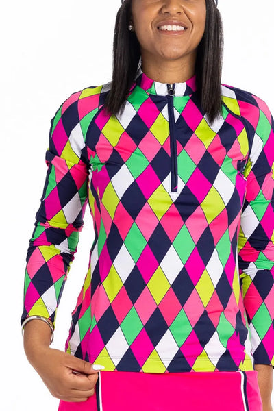 Kinona- Long Sleeve "Under Over" Modern Argyle Top (Style#: SP-22-364-30-937)