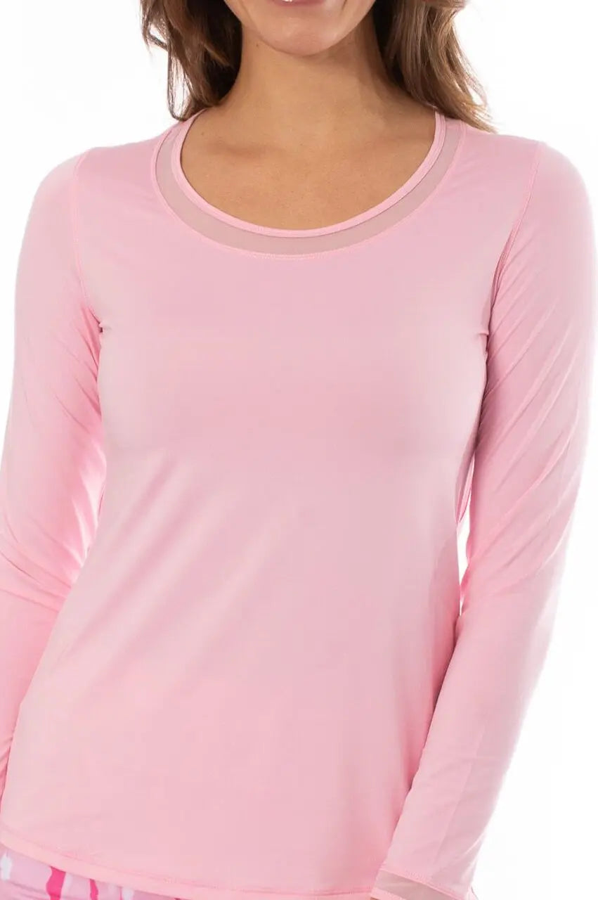 Golftini- Long Sleeve Mesh Polo Light Pink (Style#: LSMP)