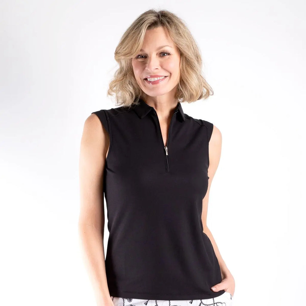 Nivo Sports- Nikki Sleeveless Polo Black (Style#: NI0210101) Nivo Sports