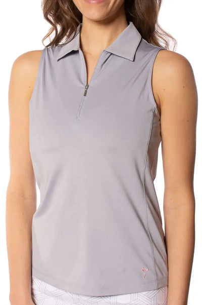 Golftini- Sleeveless Zip Stretch Polo Silver (Style#: SLZT)