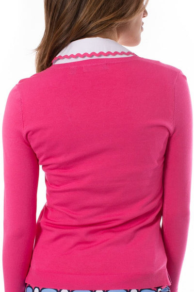 Golftini- Long Sleeved VNeck Sweater Hot Pink (Style#: SW)