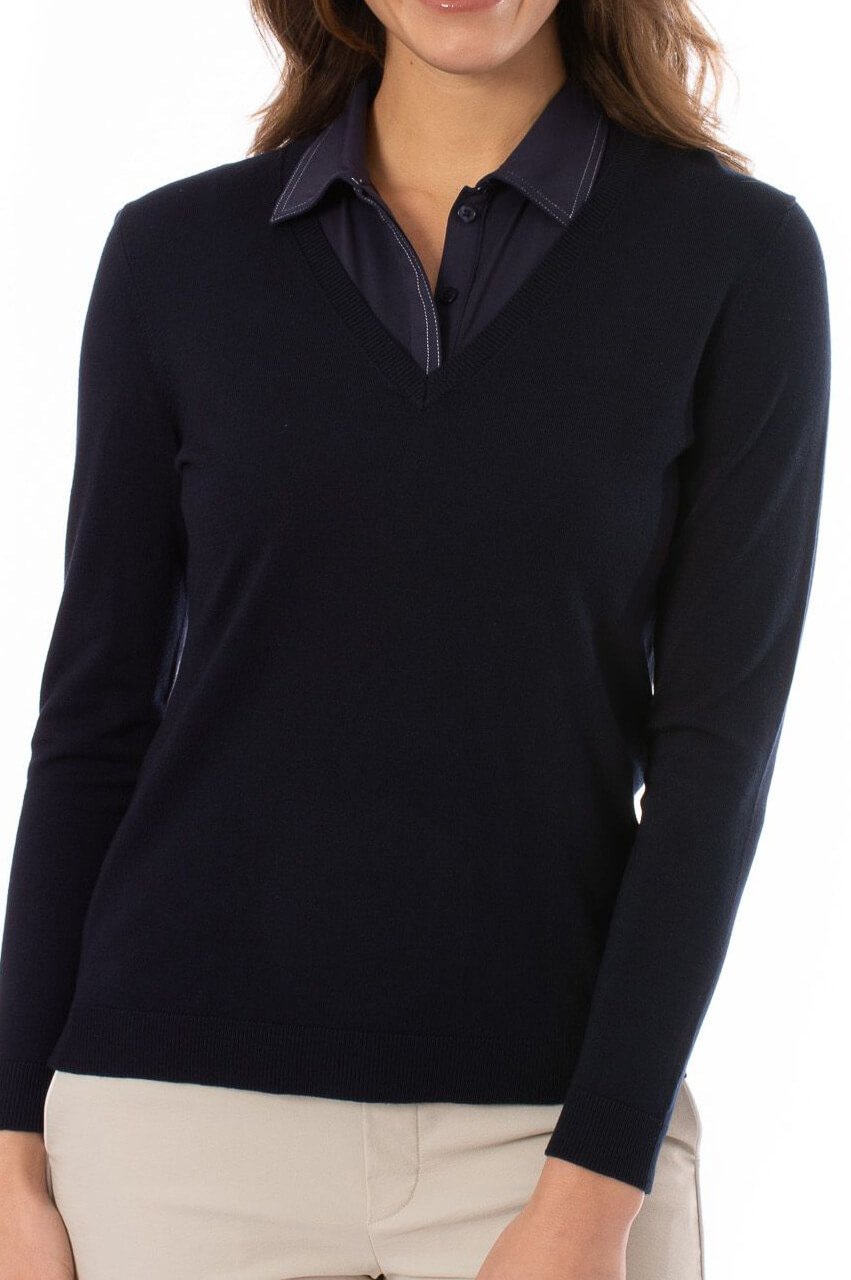 Golftini- Long Sleeved VNeck Sweater Navy (Style#: SW)