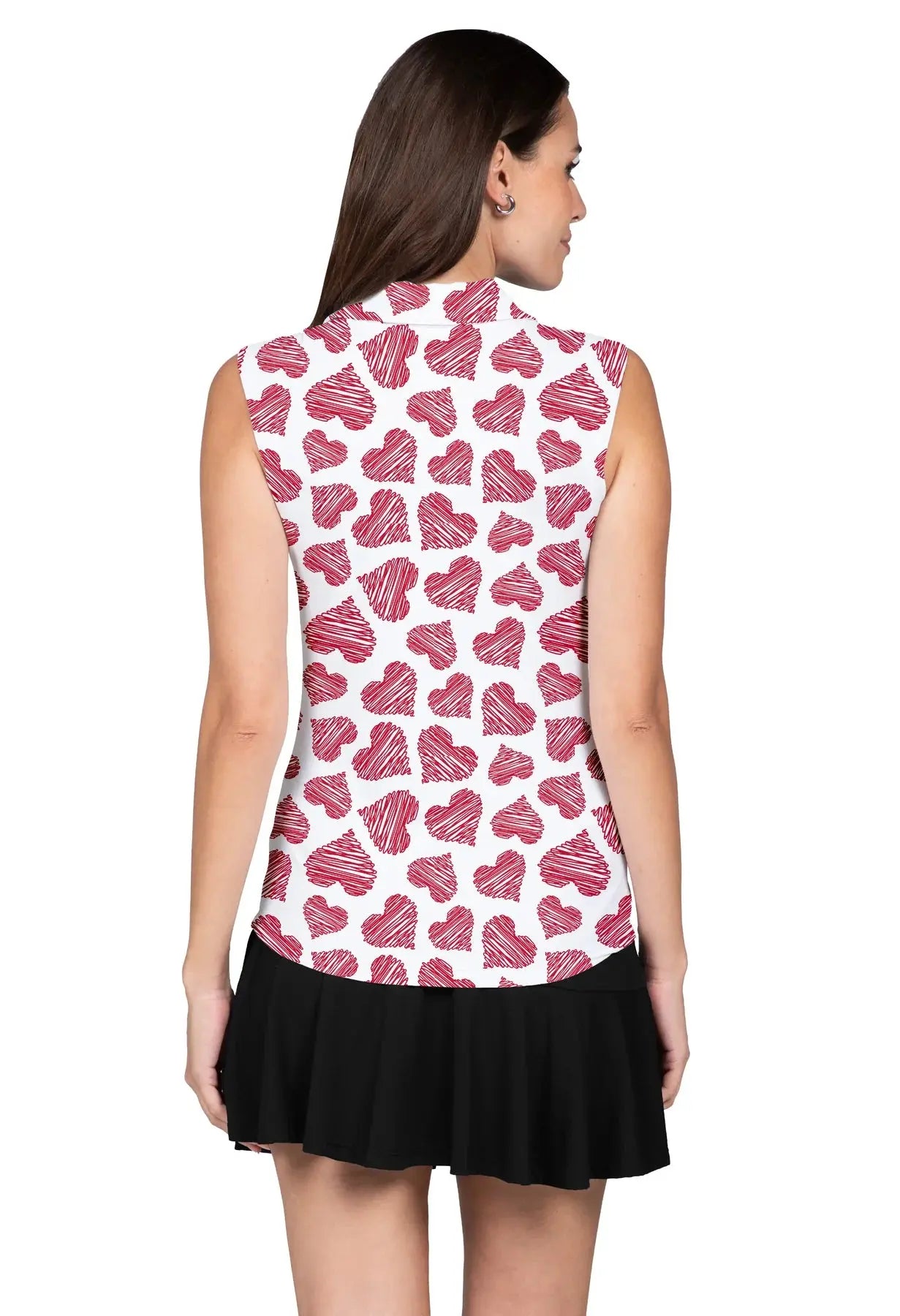 IBKUL- Sleeveless Scribble Hearts Print Polo (Style#: 14489)