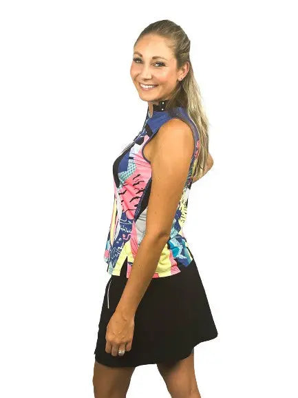 Jamie Sadock- Sleeveless Artsy Print- Slate (Style#: 12208) For the Love of Golf Naples