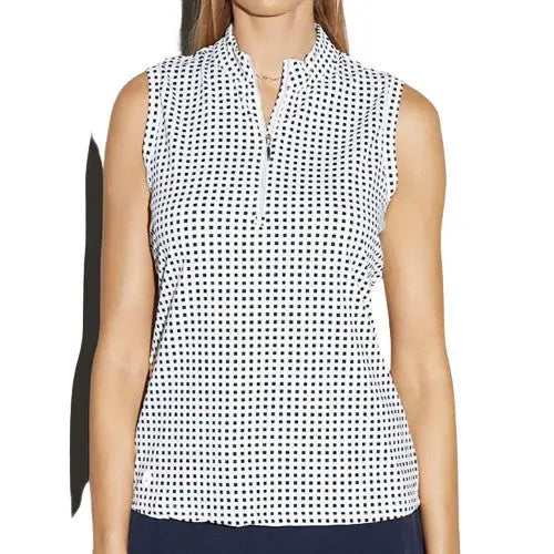 GGblue- Sleeveless Tess Navy Cube Print (Style#: E1105-4541)(Small Only) For the Love of Golf Naples