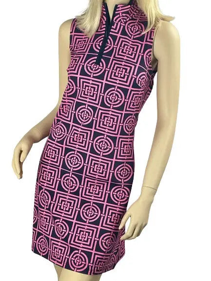 Melly M- Delray Peyton Dress Navy & Pink(Large Only) For the Love of Golf Naples