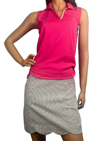 Tribal- Sleeveless Polo Magenta w/ Stripe Trim (Style#: 495O-3491) For the Love of Golf Naples