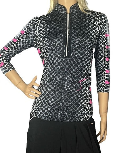Jamie Sadock- 3/4 Sleeve Serpent Print Top (Style#: 31122)(Small Only)