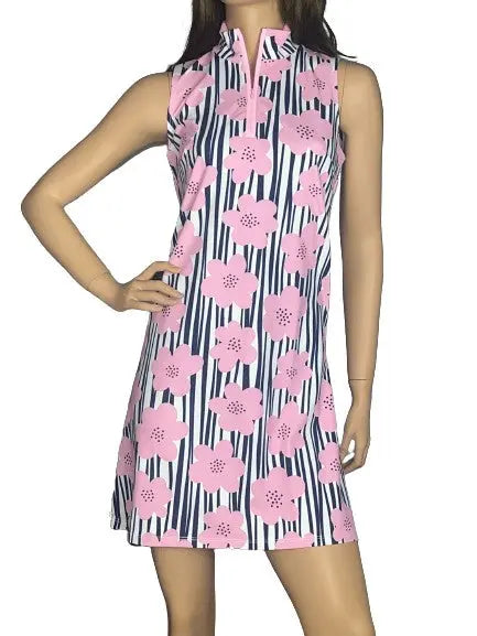 Melly M- Delray Eloise Pink & Navy Dress Melly M