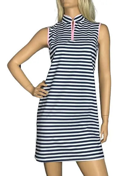 Melly M- Mackinaw Navy/Light Pink Stripe Dress(Small Only) Melly M