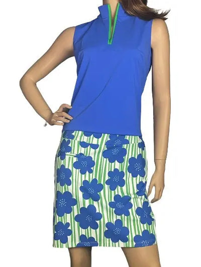 Melly M- Sleeveless Delray Lapis/Grass Top(Small Only)