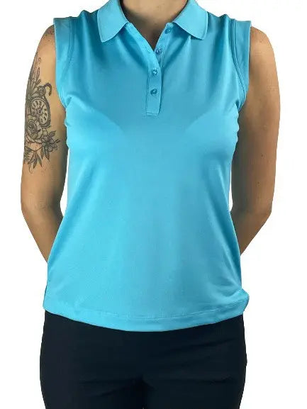 Lady Byron Nelson- Sleeveless Pique Polo Miami Blue For the Love of Golf Naples