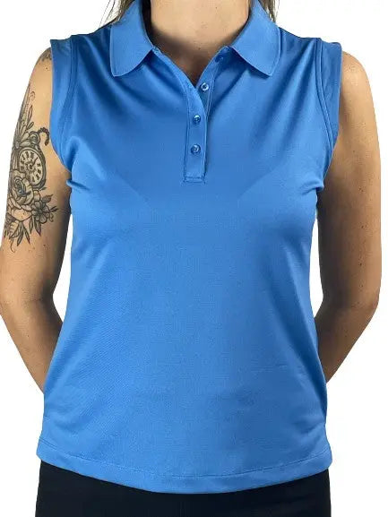 Lady Byron Nelson- Sleeveless Pique Polo Sea Blue For the Love of Golf Naples