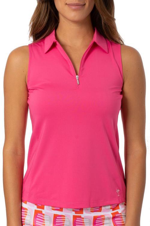 Golftini- Sleeveless Zip Stretch Polo Hot Pink (Style#: SLZT)