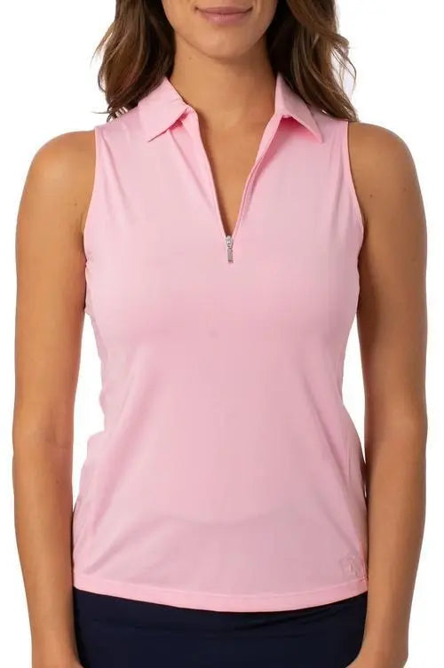 Golftini- Sleeveless Zip Stretch Polo Light Pink (Style#: SLZT)