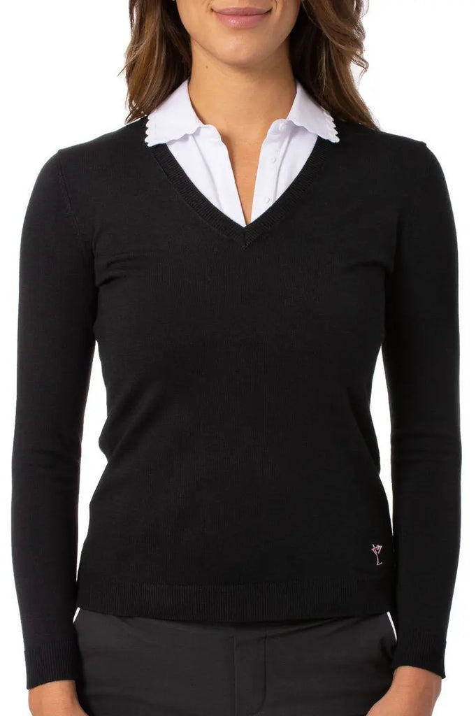 Golftini- Long Sleeved VNeck Sweater Black (Style#: SW) Golftini