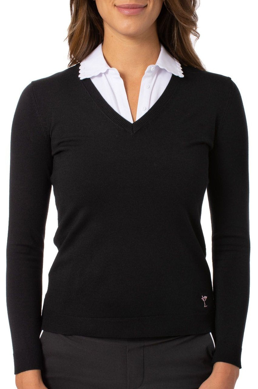 Golftini- Long Sleeved VNeck Sweater Black (Style#: SW)